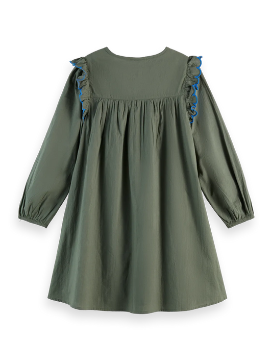 Girls' Seersucker embroidered dress