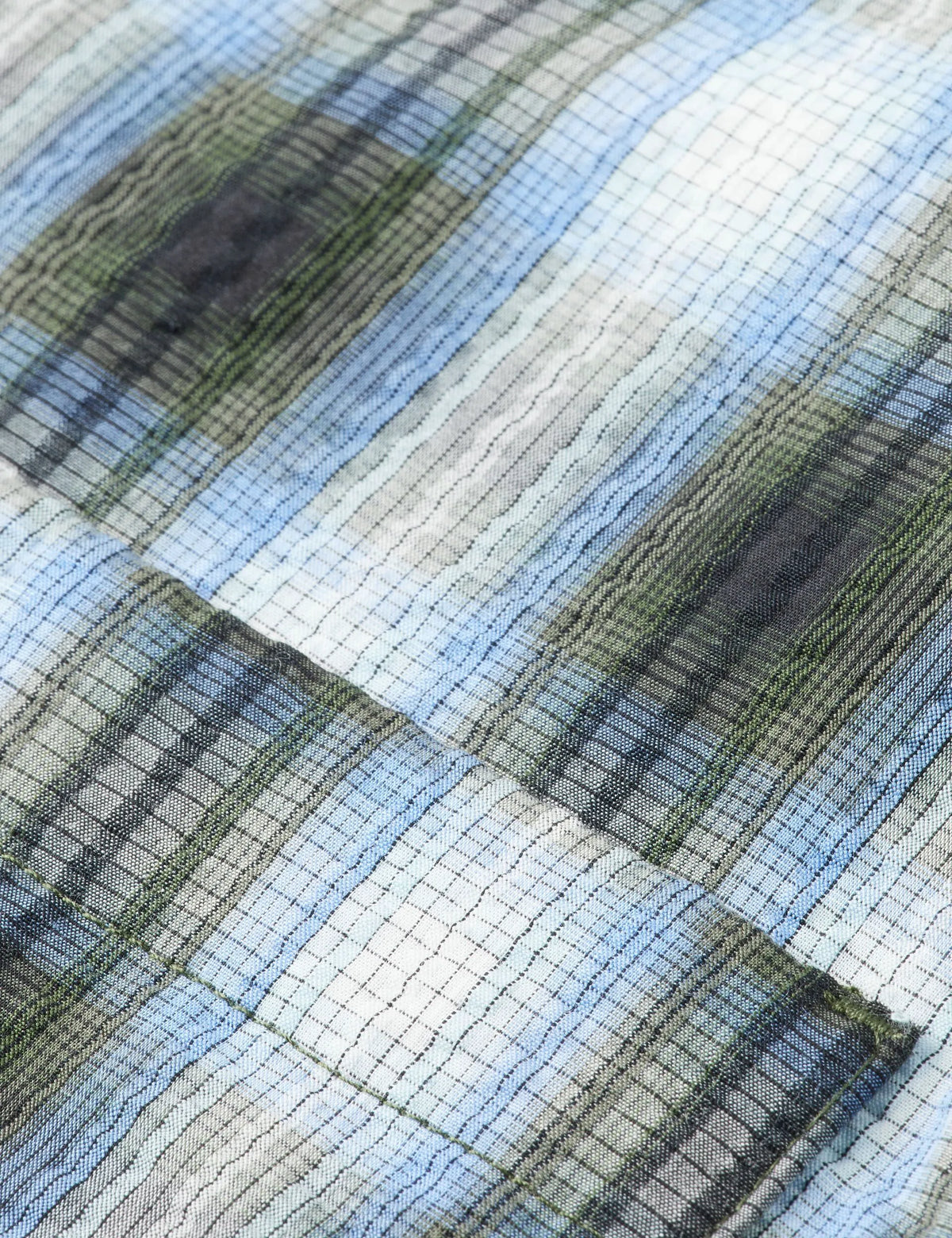 Seersucker check padded overshirt