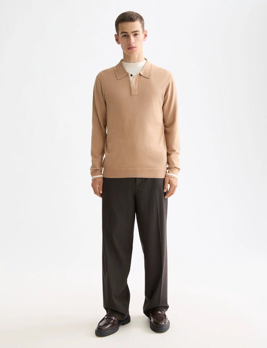 Ecovero Blend Knitted Long Sleeve Polo