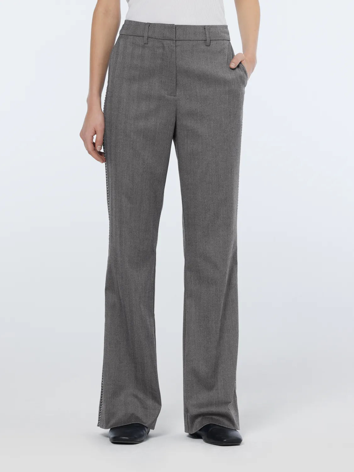 Violet Herringbone High Rise Flare Pant