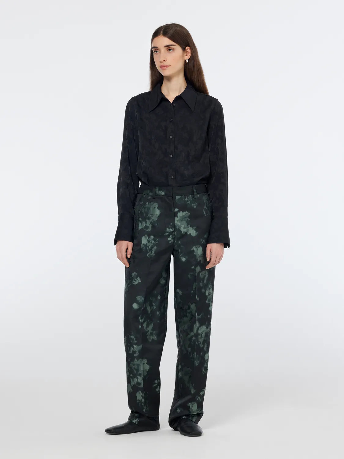 Ripple Floral Jacquard Straight Leg Pant