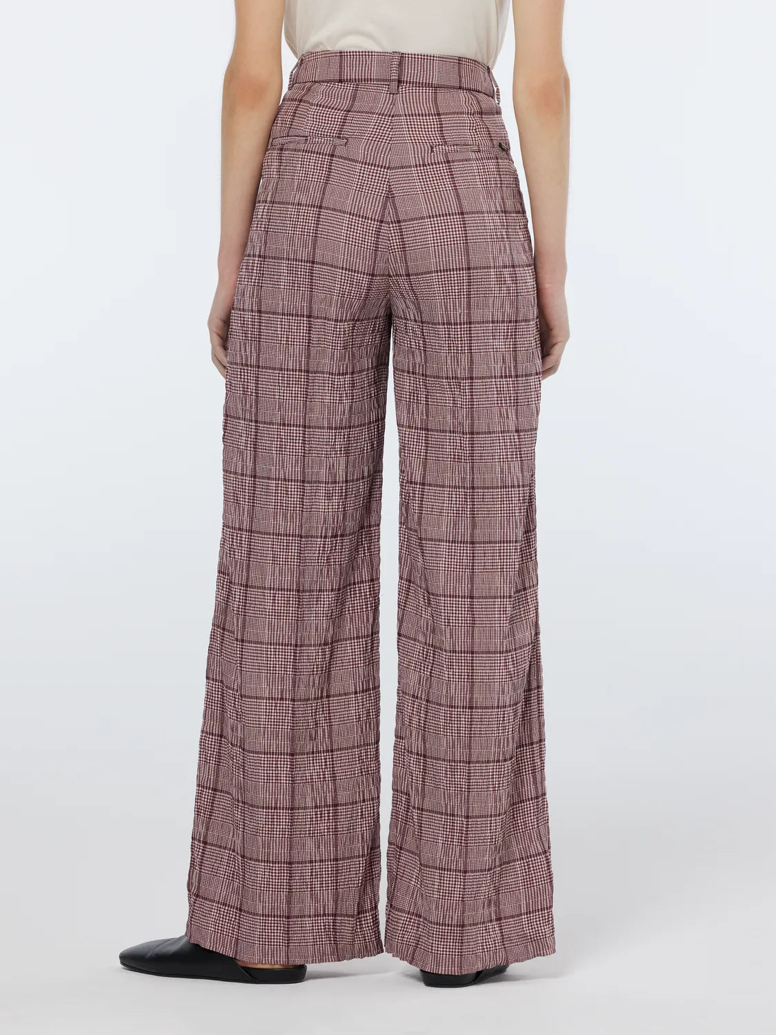 Rose High-Rise Wide-Leg Prince Of Wales Seersucker Pant