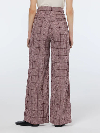 Rose High-Rise Wide-Leg Prince Of Wales Seersucker Pant