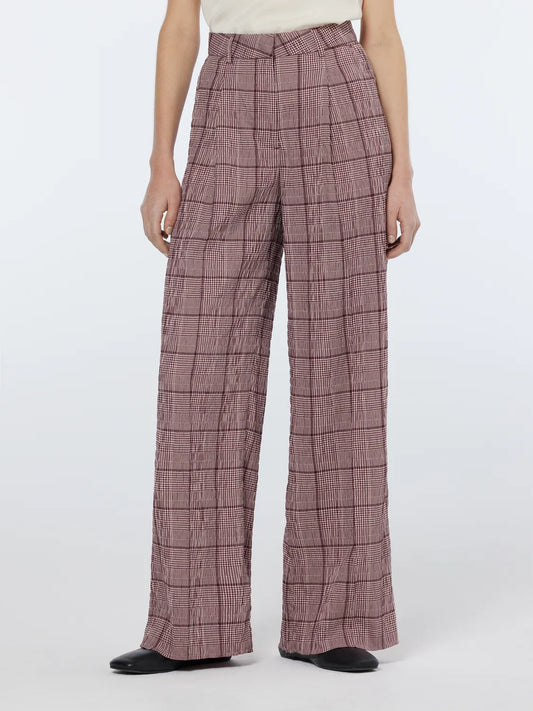 Rose High-Rise Wide-Leg Prince Of Wales Seersucker Pant