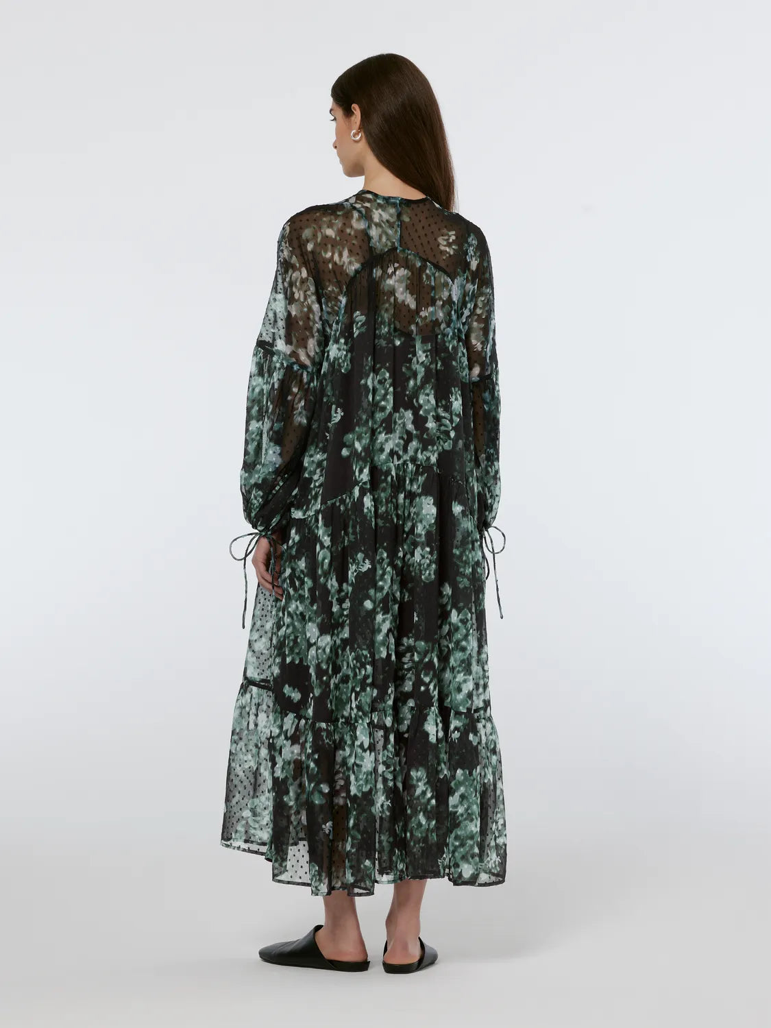 Floral Printed Fil Coupe Maxi Dress