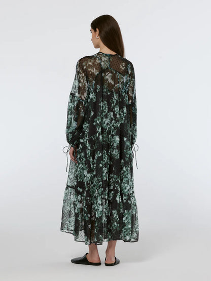 Floral Printed Fil Coupe Maxi Dress