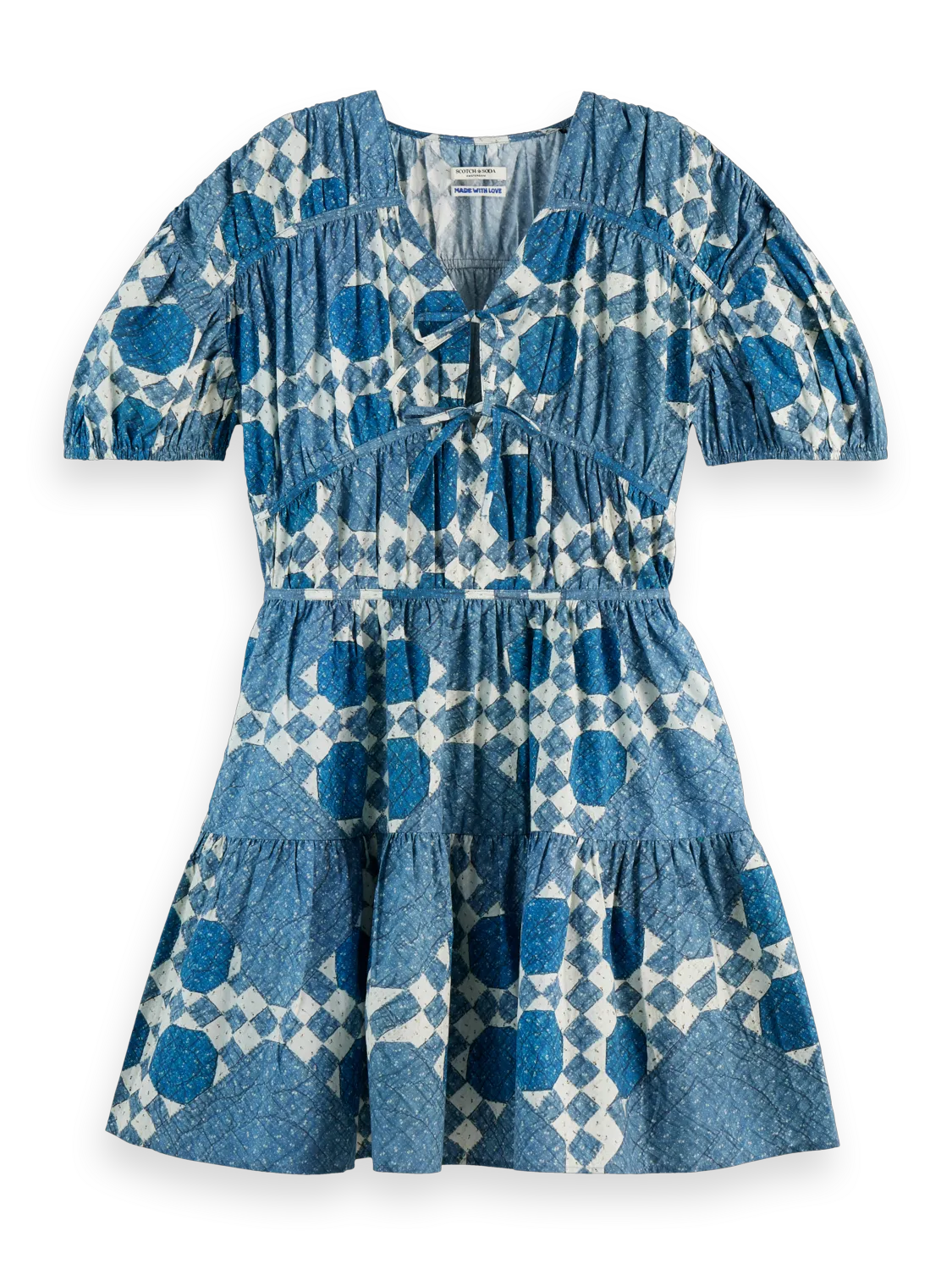 Quilted Gathered Mini Dress