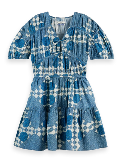 Quilted Gathered Mini Dress