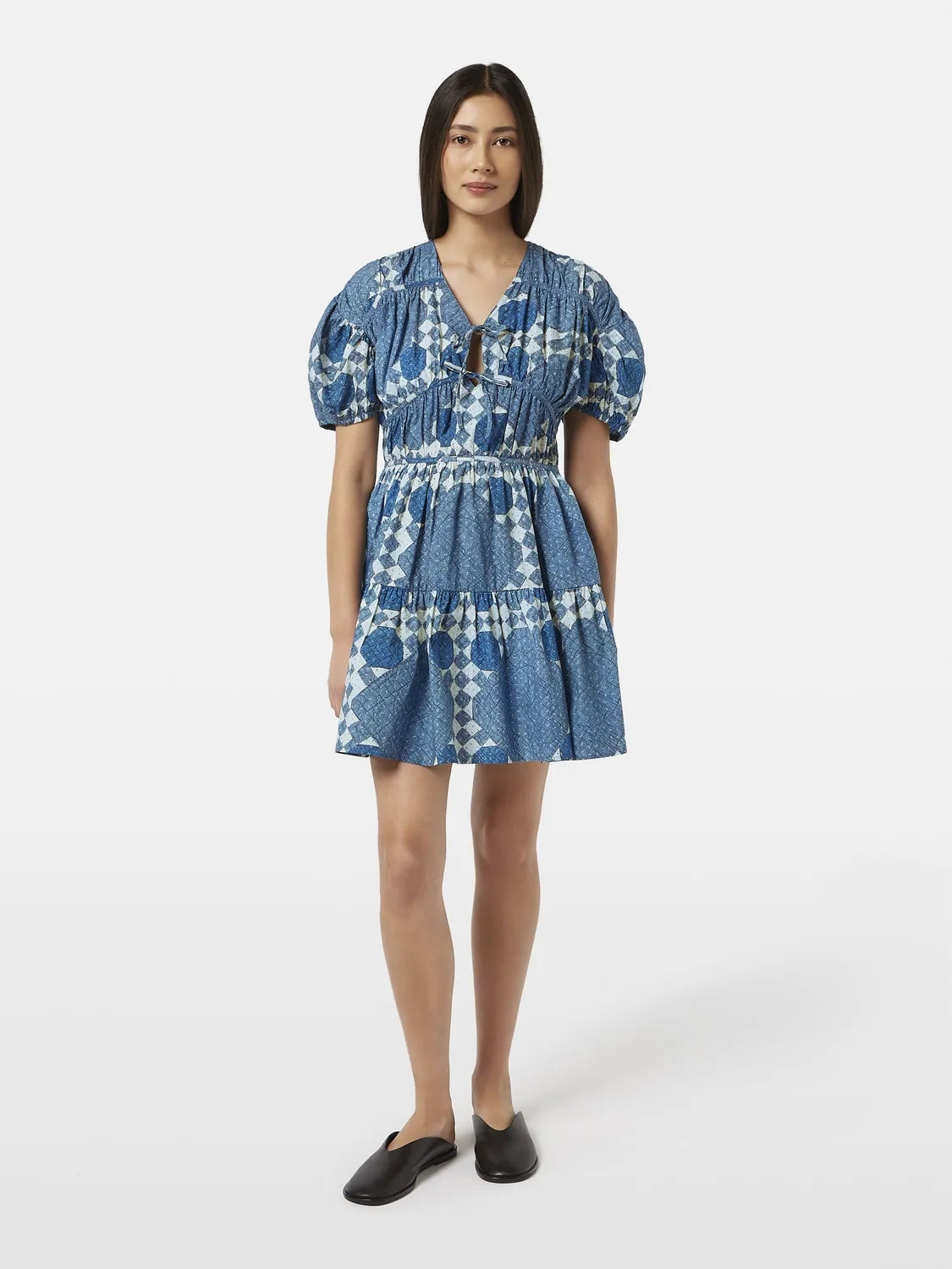 Quilted Gathered Mini Dress