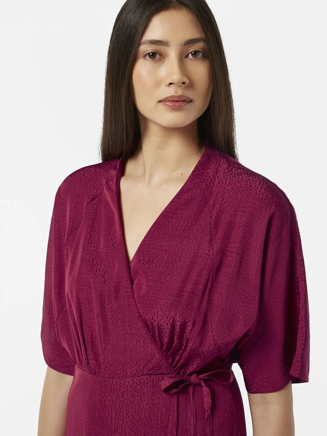 Jacquard Midi Wrap Dress