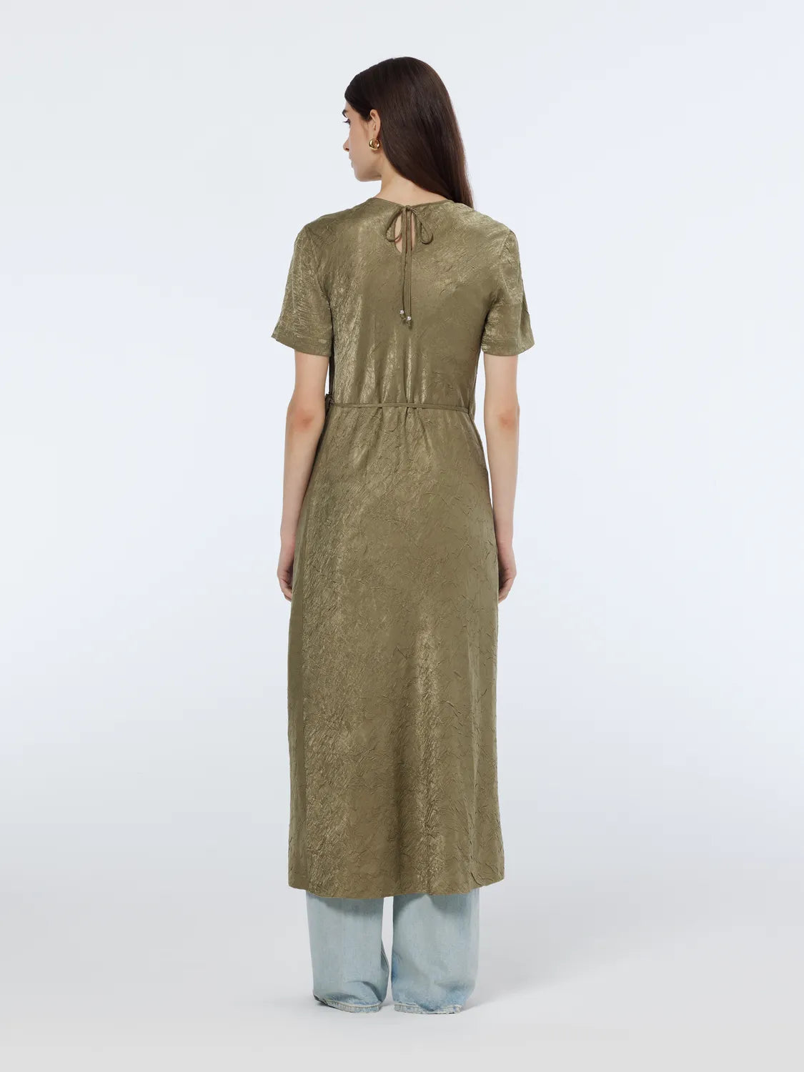 Midi Crushed Satin Wrap Dress