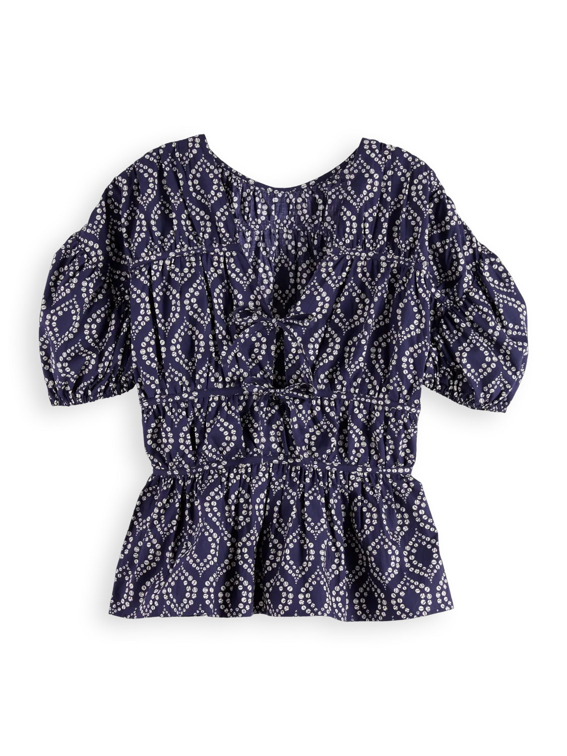 Geometric Gathered Cotton Top