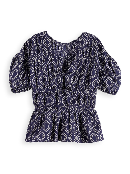 Geometric Gathered Cotton Top