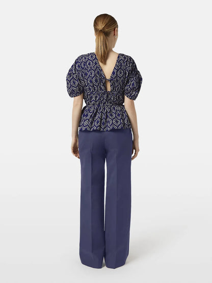 Geometric Gathered Cotton Top