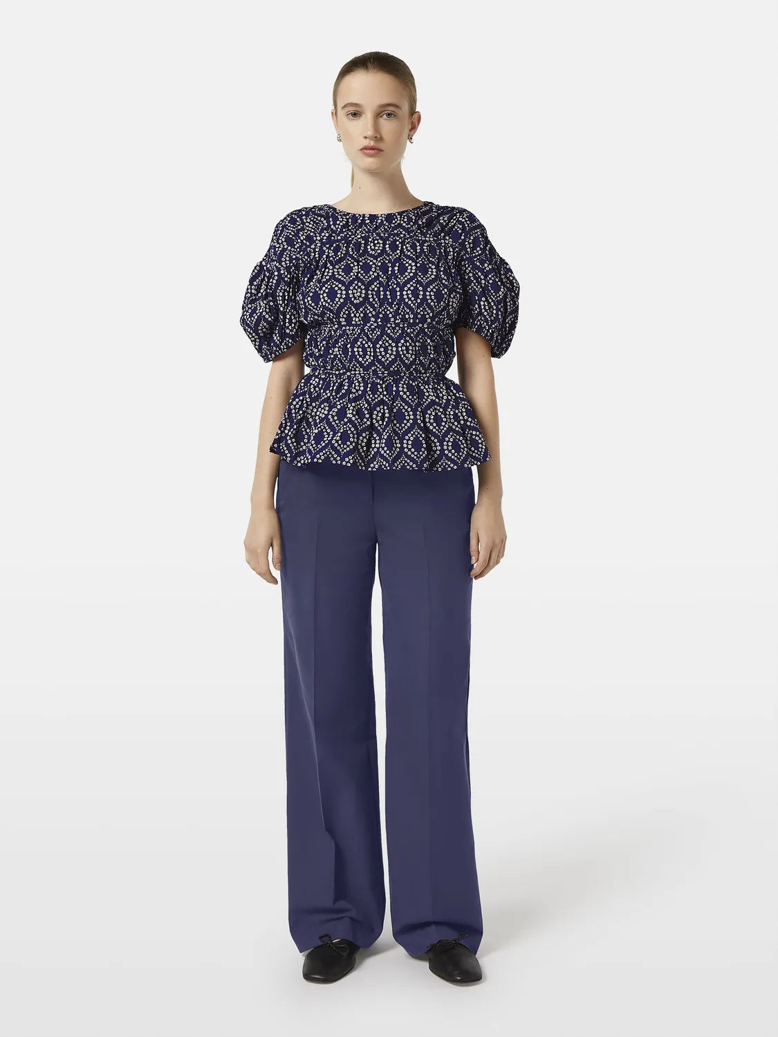 Geometric Gathered Cotton Top
