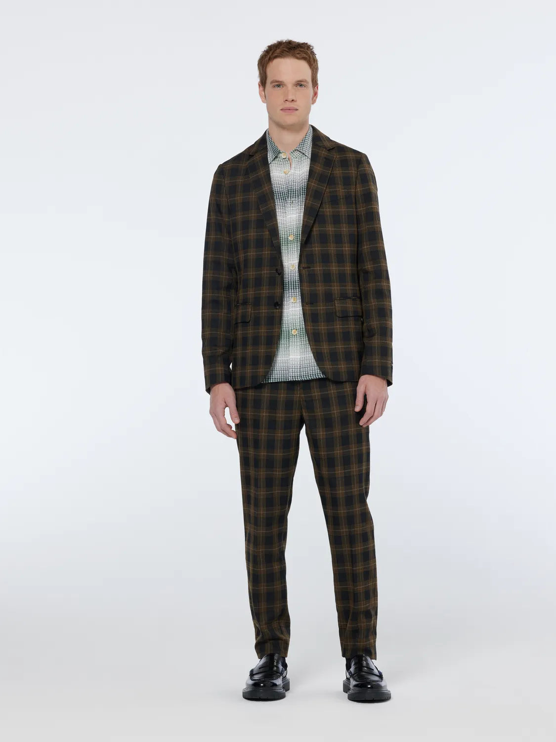 Single-Breasted Yarn-Dyed Check Regular Fit Blazer