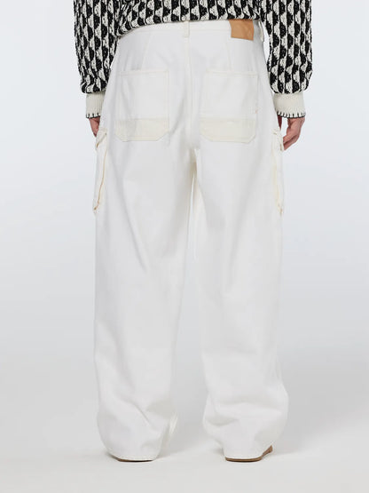 The Daze Loose Fit Cargo Jeans | Faded White