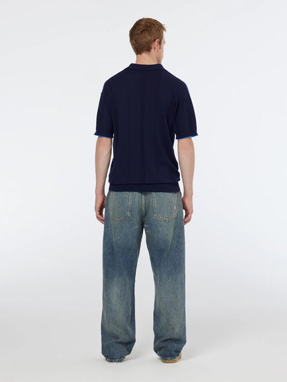 V-Neck Relaxed Fit Knit Polo
