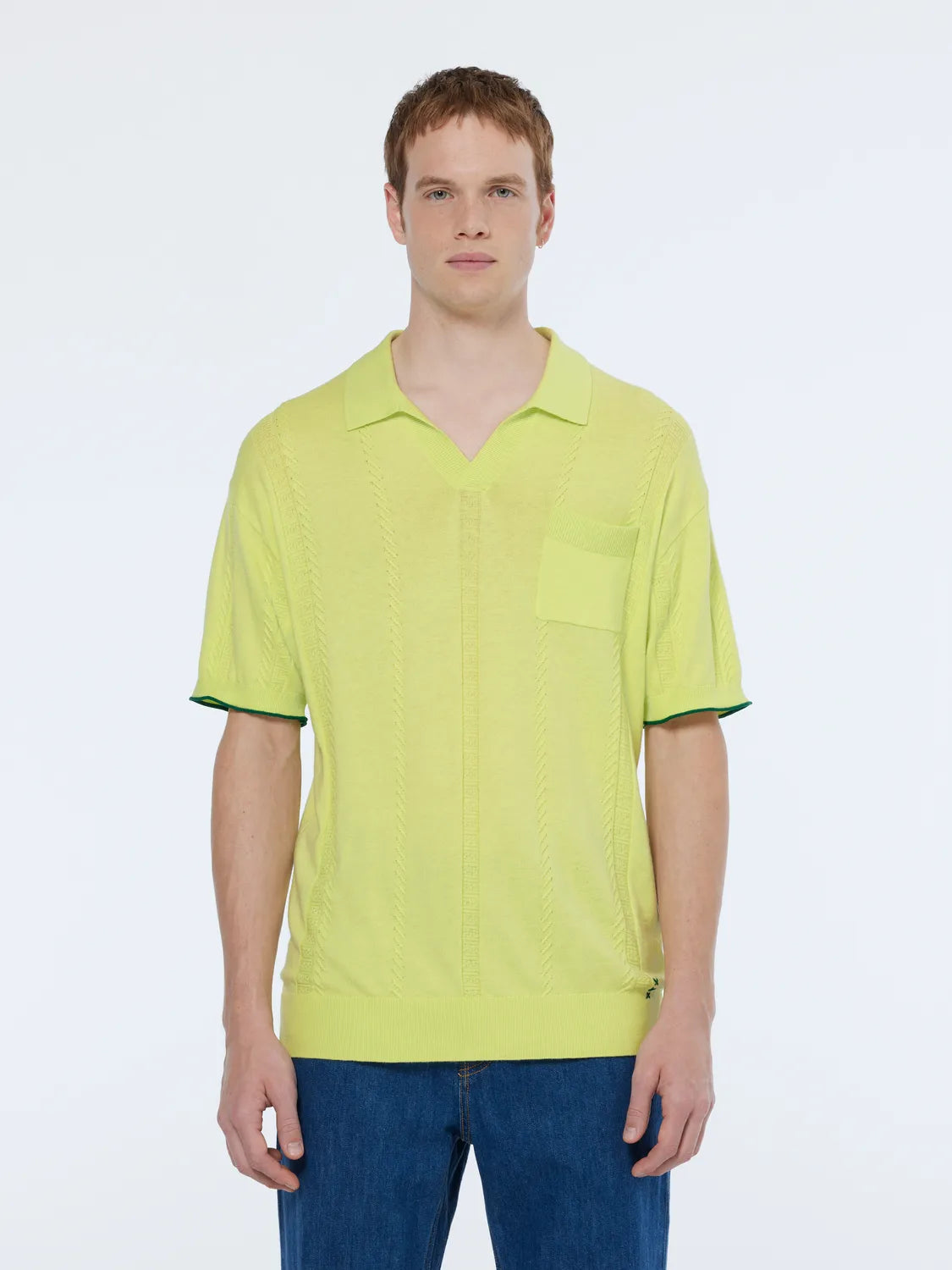 V-Neck Relaxed Fit Knit Polo