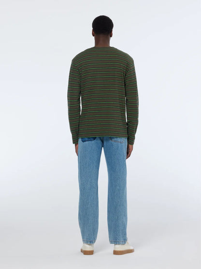 Relaxed Fit Textured Stripe Long Sleeve T-Shirt