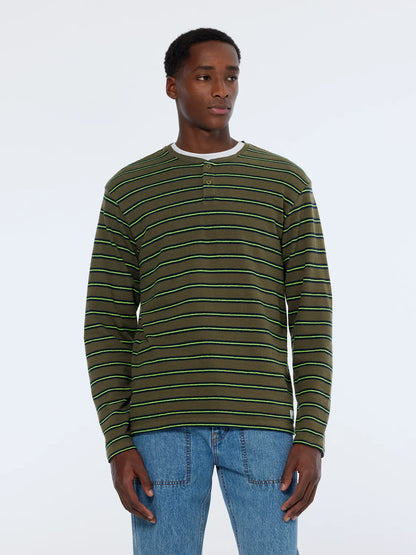 Relaxed Fit Textured Stripe Long Sleeve T-Shirt