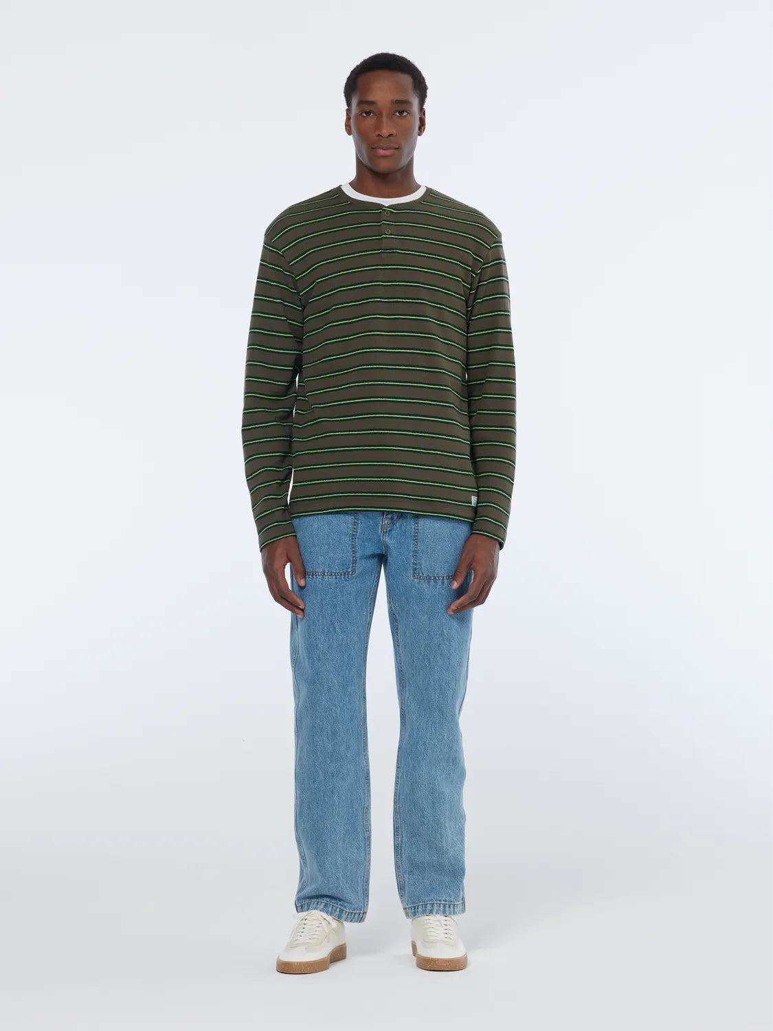 Relaxed Fit Textured Stripe Long Sleeve T-Shirt