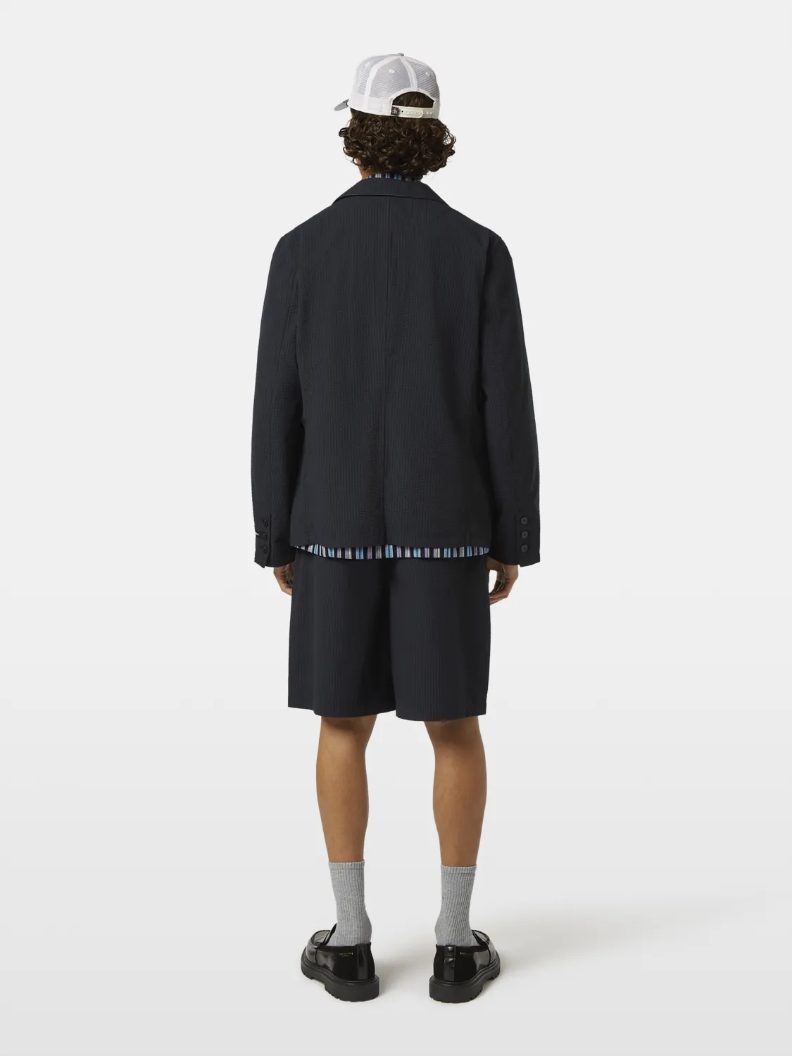 Unconstructed 3-Button Cotton-Blend Seersucker Blazer