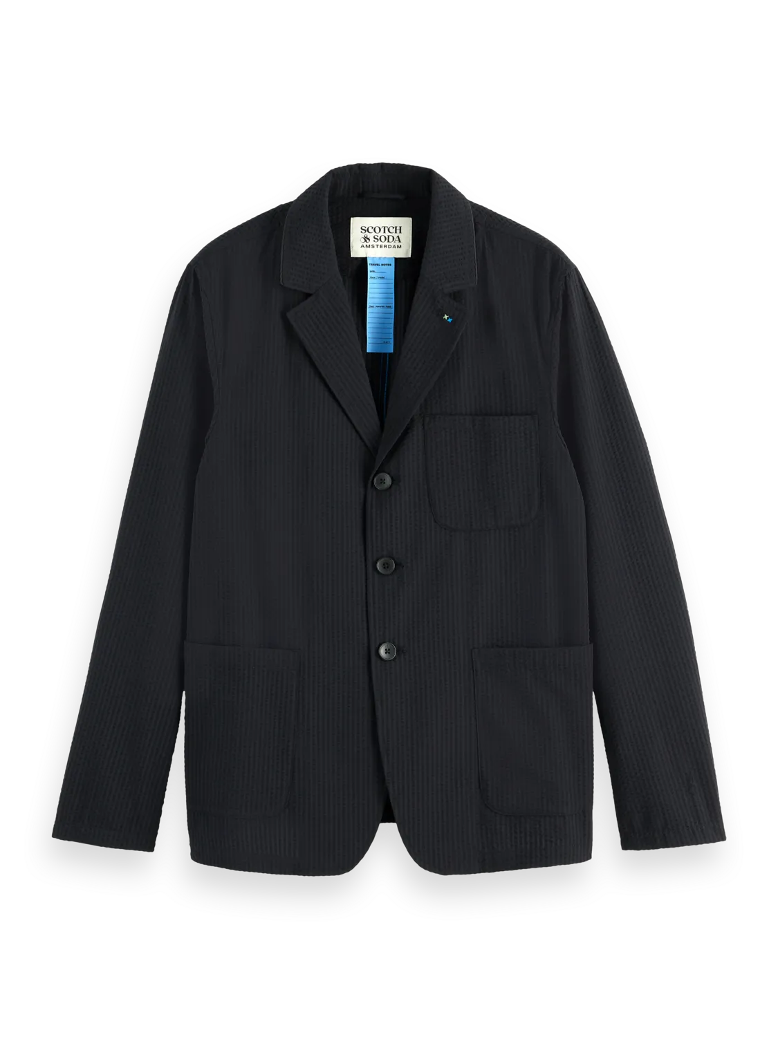 Unconstructed 3-Button Cotton-Blend Seersucker Blazer