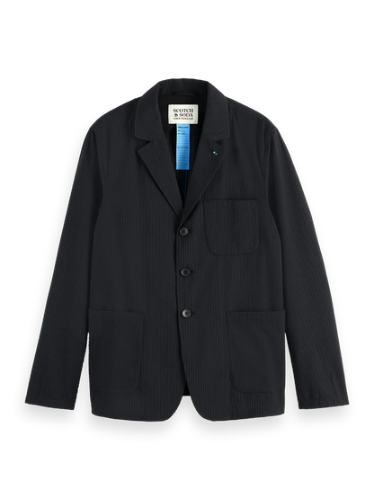 Unconstructed 3-Button Cotton-Blend Seersucker Blazer