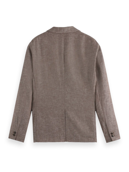 Single-Breasted Cotton-Linen Blazer
