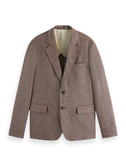 Single-Breasted Cotton-Linen Blazer