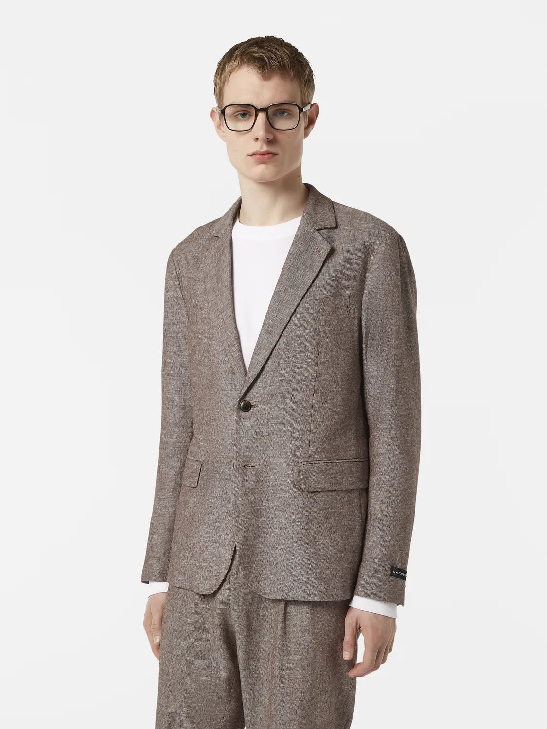 Single-Breasted Cotton-Linen Blazer