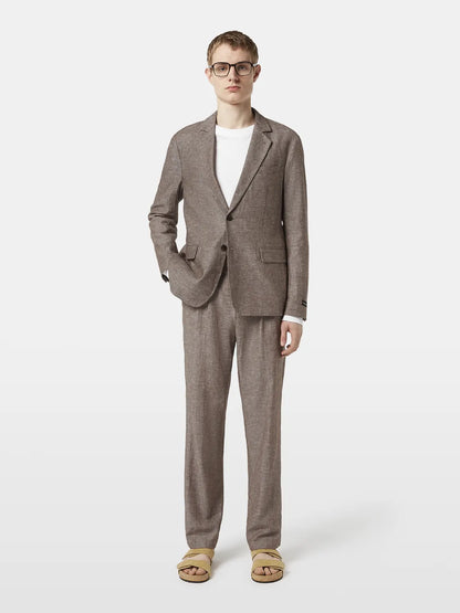 Single-Breasted Cotton-Linen Blazer
