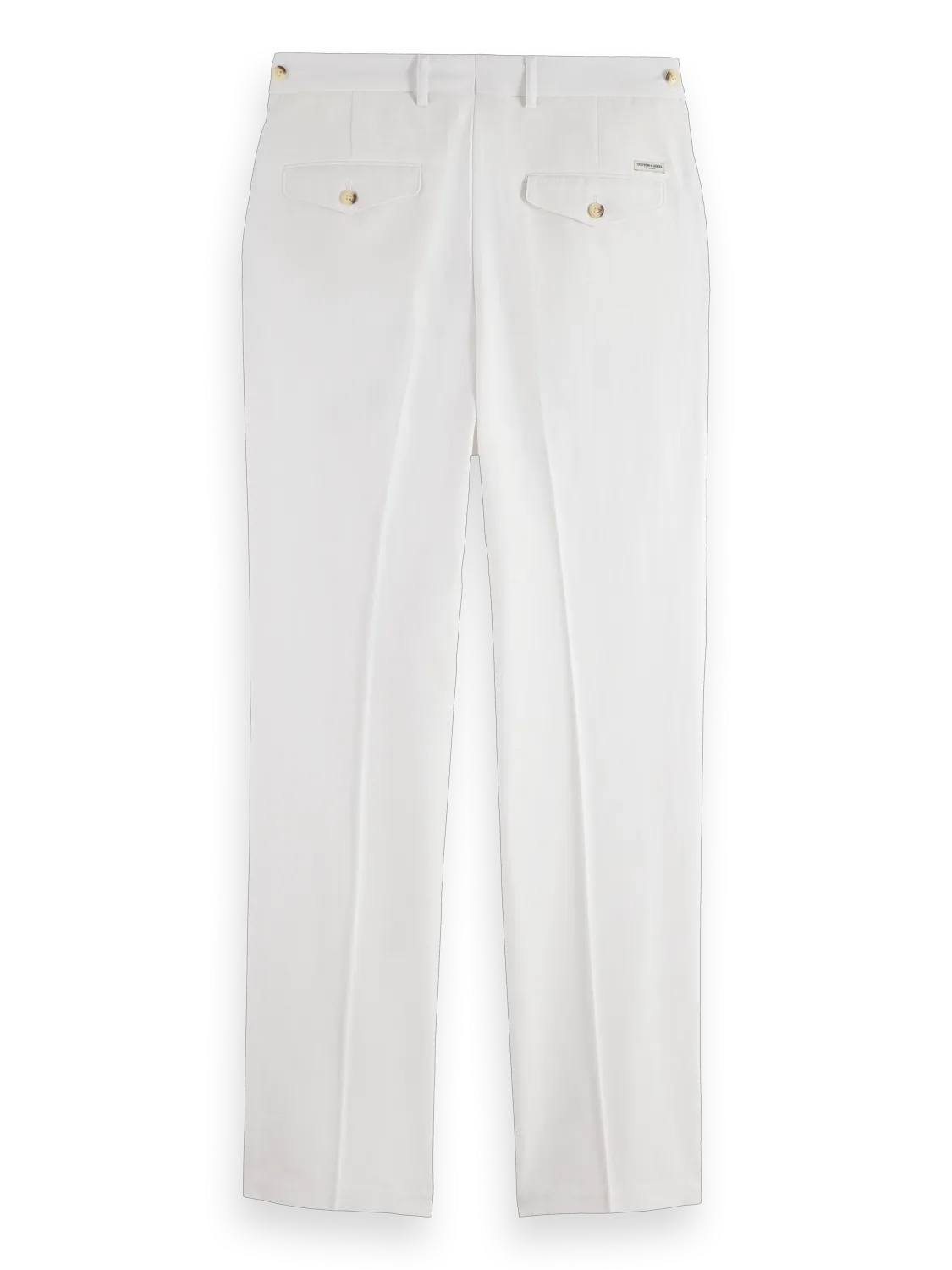 Pleated Relaxed Straight Cotton-Linen Twill Chino