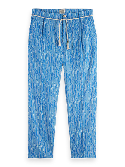 Printed Wide Fit Linen-Blend Jogger