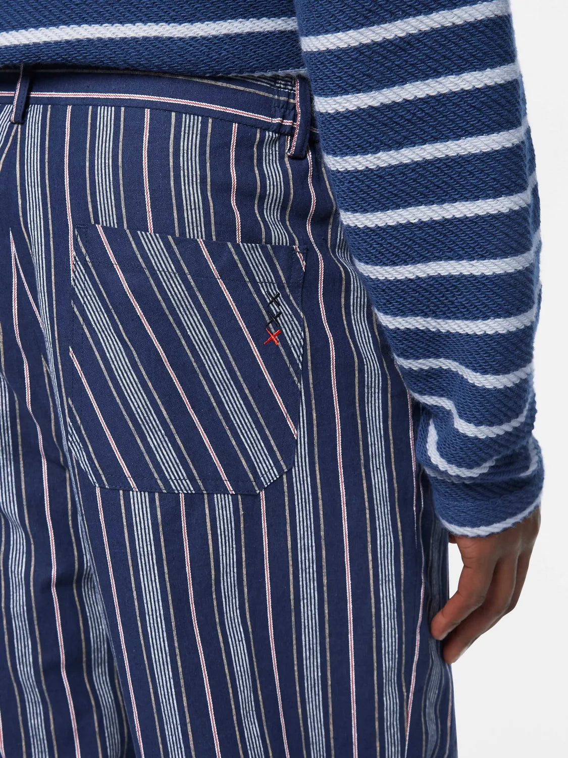 Pleated Relaxed Striped Linen-Blend Jogger