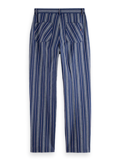 Pleated Relaxed Striped Linen-Blend Jogger