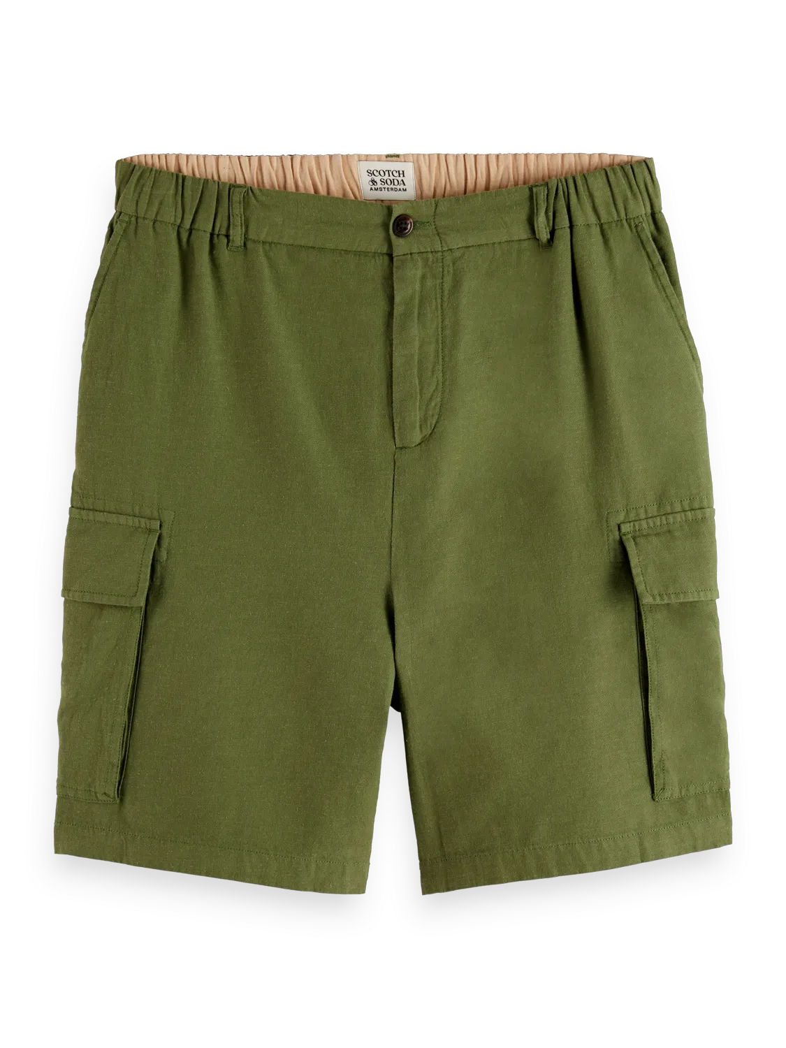 Relaxed Fit Cotton-Linen Cargo Short