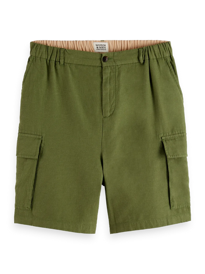 Relaxed Fit Cotton-Linen Cargo Short