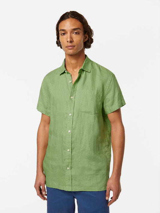 Regular Fit Linen Short Sleeve Button Down Shirt