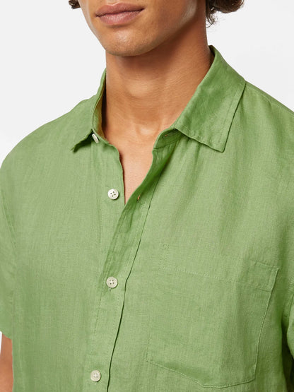 Regular Fit Linen Short Sleeve Button Down Shirt