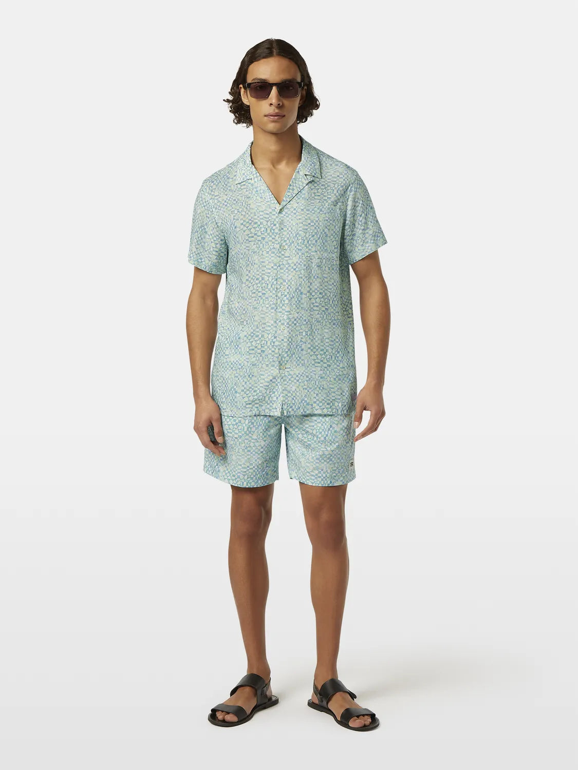 Printed Short Sleeve Regular-Fit Viscose Shirt