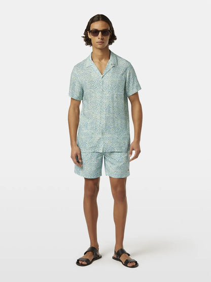 Printed Short Sleeve Regular-Fit Viscose Shirt