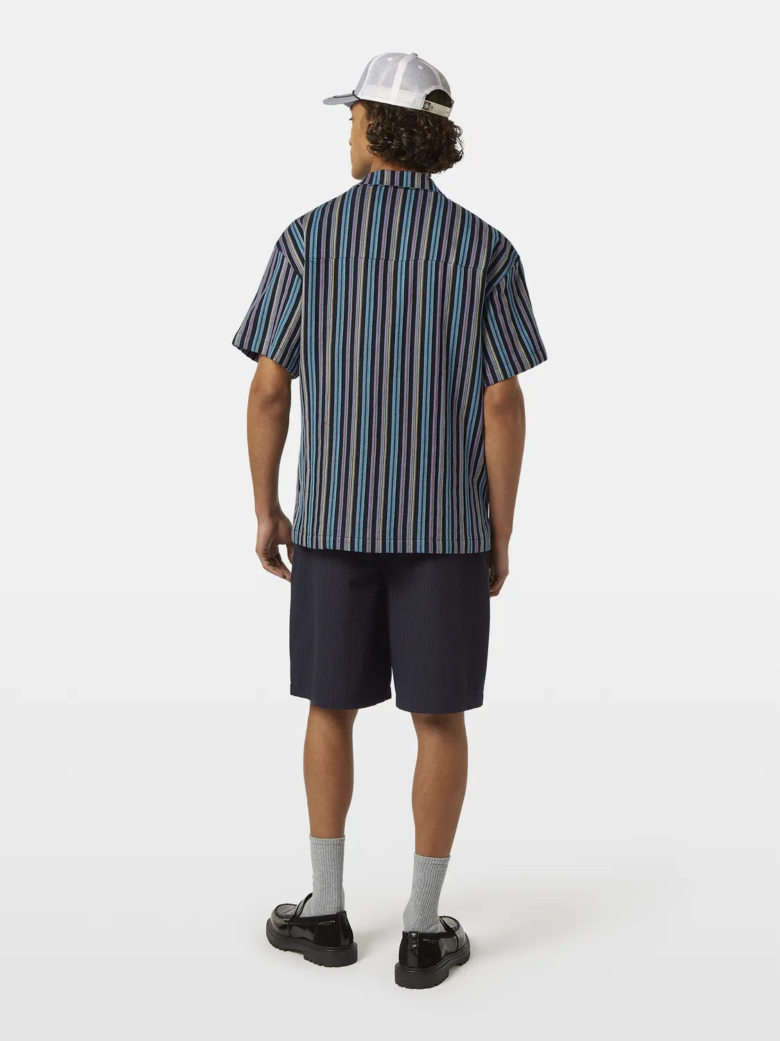 Striped Short Sleeve Relaxed-Fit Jacquard Shirt