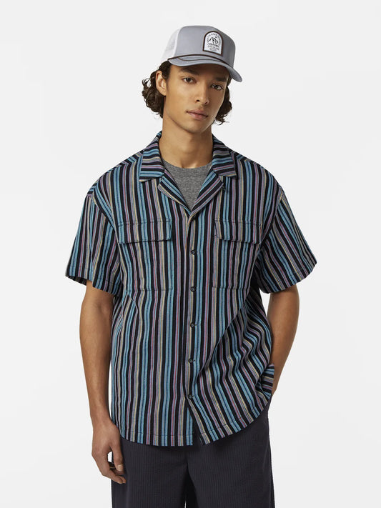 Striped Short Sleeve Relaxed-Fit Jacquard Shirt