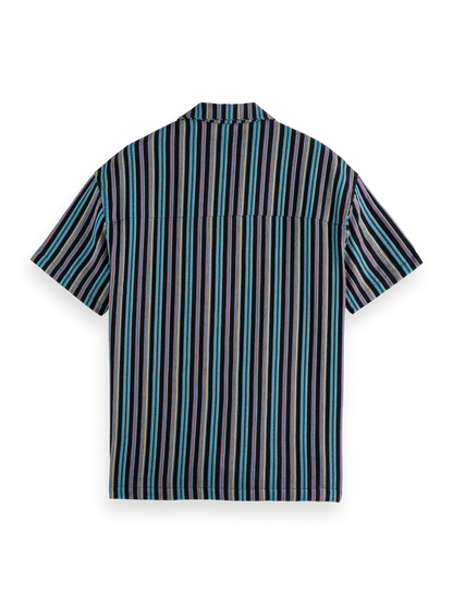 Striped Short Sleeve Relaxed-Fit Jacquard Shirt