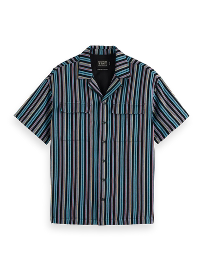Striped Short Sleeve Relaxed-Fit Jacquard Shirt
