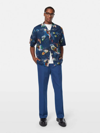Abstract Island Short Sleeve Relaxed-Fit Tencel Shirt