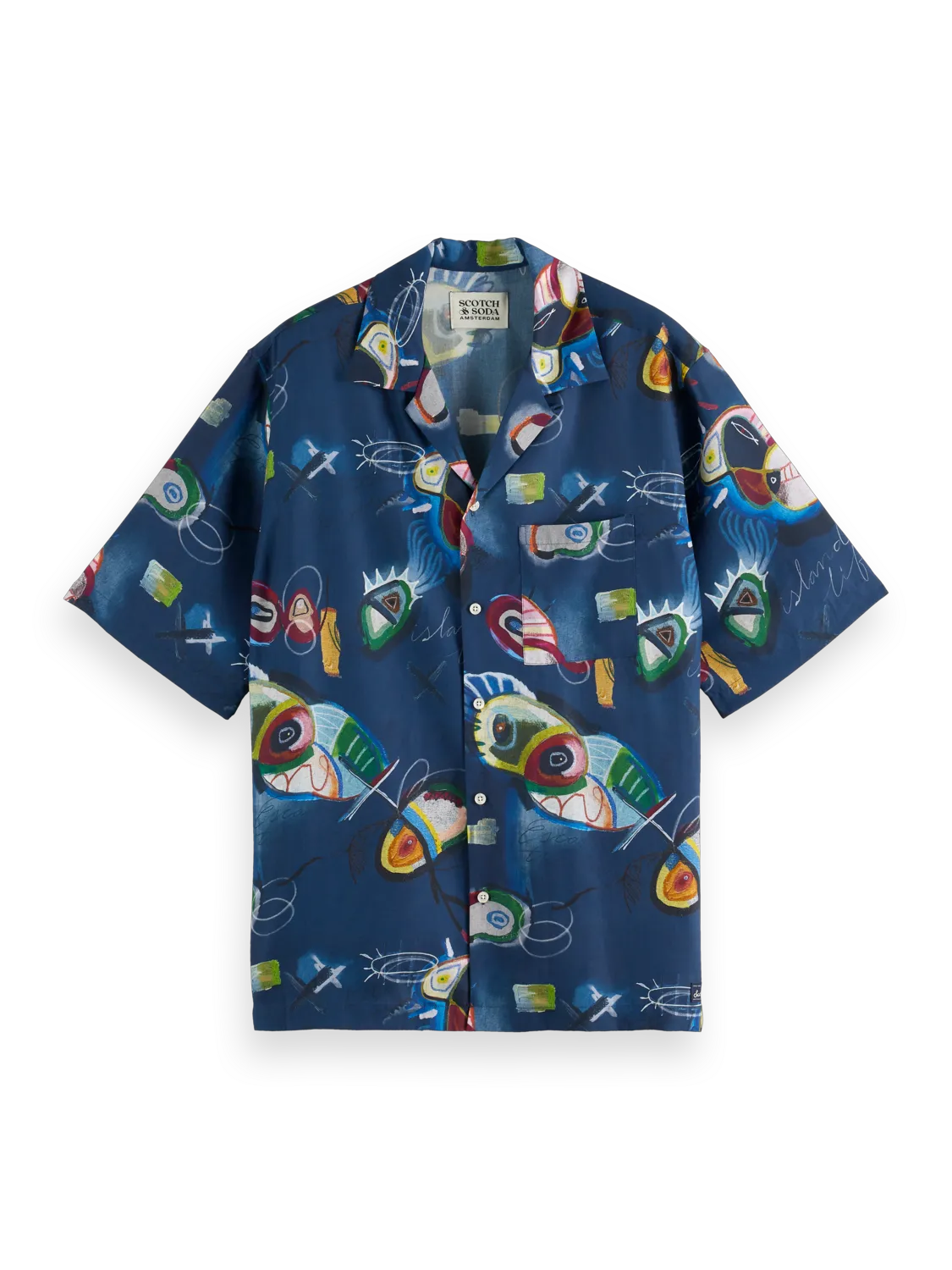 Abstract Island Short Sleeve Relaxed-Fit Tencel Shirt
