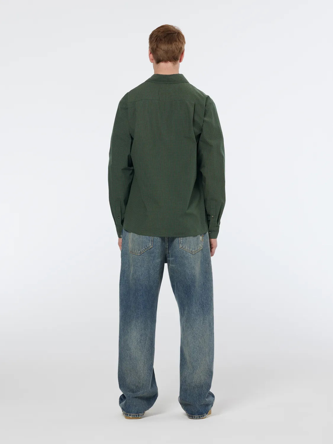 Relaxed Fit Yarn-Dyed Micro-Check Shirt